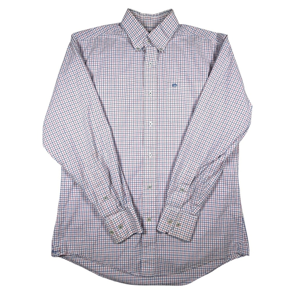 Southern Tide Mens Small Blue Pink Check Long‎ Sleeve Button Down Shirt Skipjack